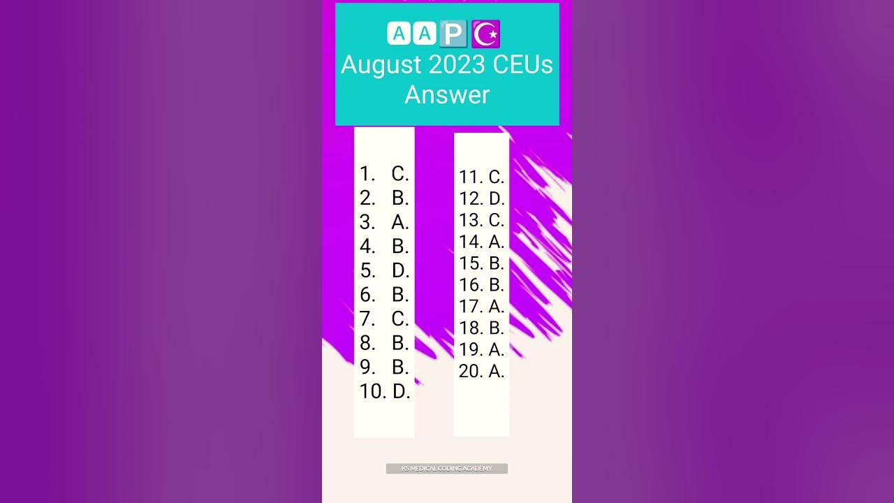 August 2023 CEUs | CPC Ceu's Answer Key | AAPC Ceus #shorts - YouTube