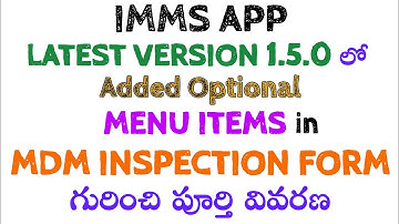How to submit optional menu items in MDM Inspection form in IMMS app Latest Version