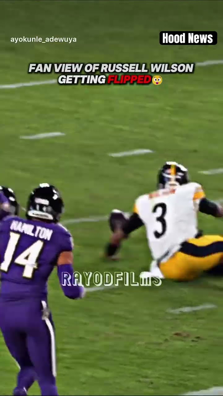 Russ gets flipped #hoodnews #steelers #russellwilson #football #ravens #omg #how #wow #defense #run