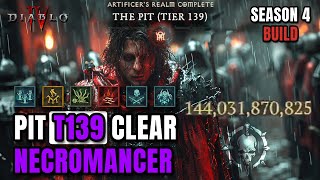 PIT 141 UNLOCKED! Necromancer Crazy Golem Meta Tier 139 - Season 4 Diablo 4