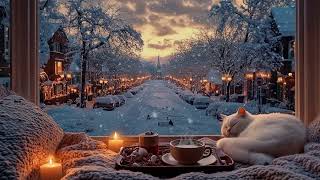 🎹 Piano by the Large Window | Winter Snow & Cute Cat 3 Hours | Calm Stress Relief Study Work Sleep screenshot 5