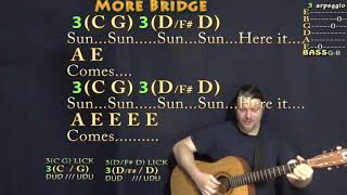 Here Comes the Sun The Beatles Fingerstyle Guitar Cover Lesson in A with ChordsLyrics