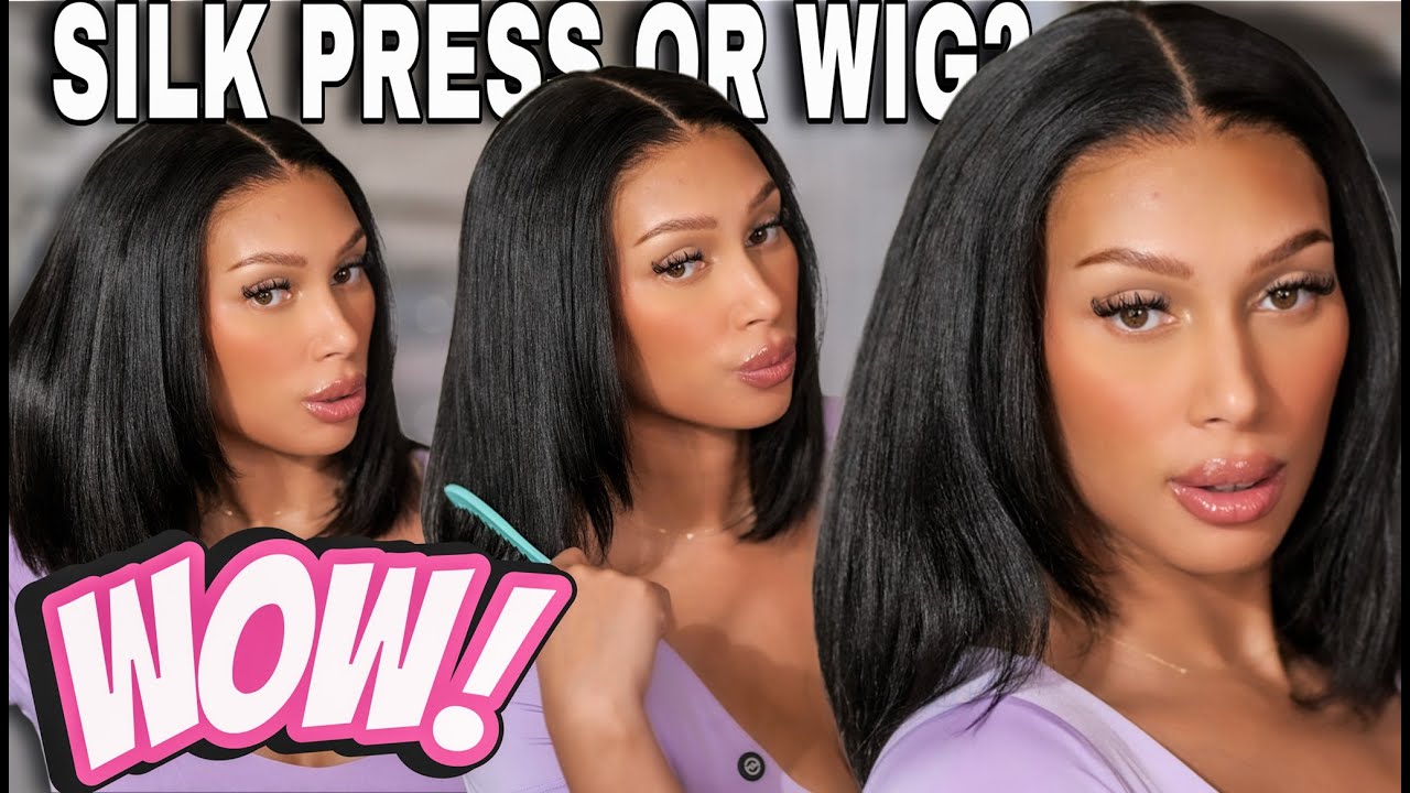 Wig… or Real Hair? You Decide 🤔 Natural Silk Press Look 🚫NO SALON! 3 MINS AT HOME- OQHair