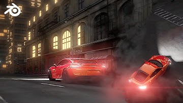 Cinematic Drone Late Night Drifting - Blender 3D