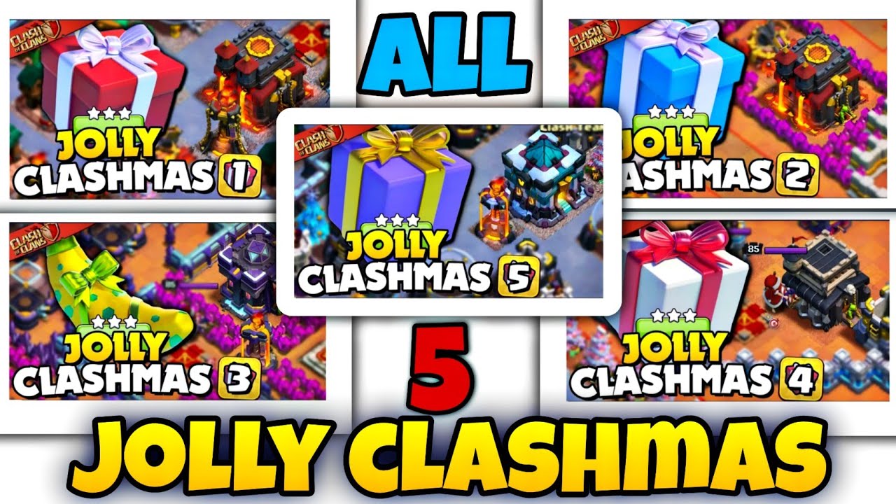 All Jolly Clashmas Challenge In 1 Video | #1 #2 #3 #4 #5 All Attacks In 1 Video | Clash Of Clans