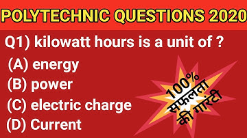 polytechnic entrance exam preparation 2020 | physics Questions 2020 | polytechnic Questions English