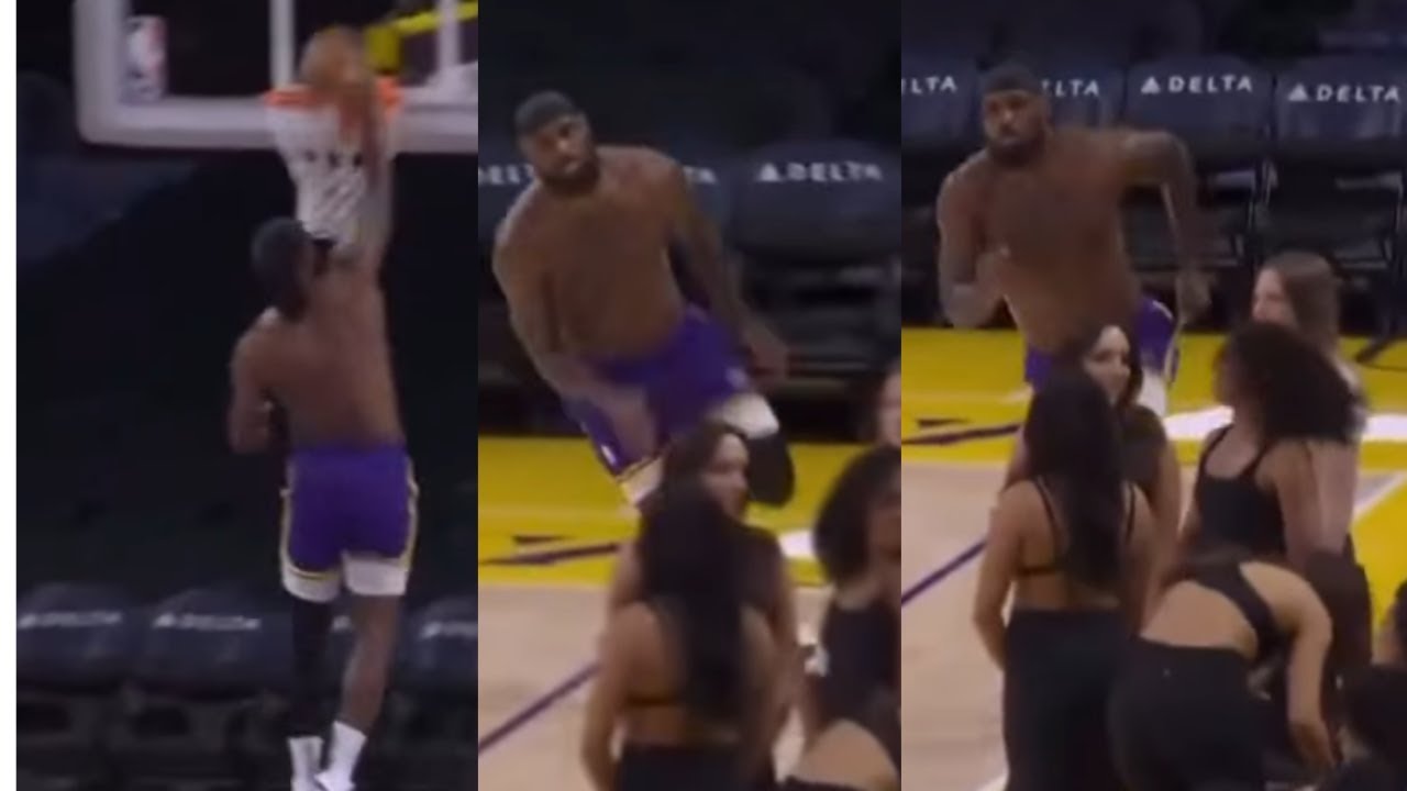 LeBron James STARES DOWN cheerleaders & IMPRESSES them while DUNKING!