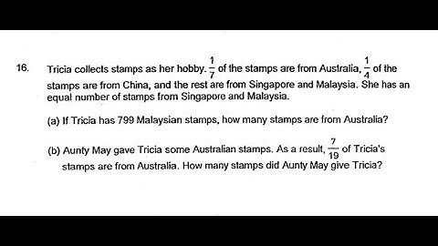 P6 2018 Raffles Girls Prelims Q16 - Fractions | Tricia Stamps Australia | PSLE Maths