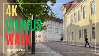 【4K】 30fps Lithuania Vilnius Walk - Morning on UNESCO Old Town Streets with City Sounds & Captions