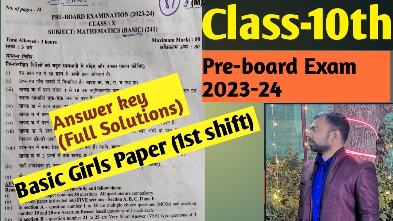 Class 10th Pre Board Examination 2023 24 Answer Key Full Solution class-10th-pre-board-examination-2023-24-answer-key-full-solution