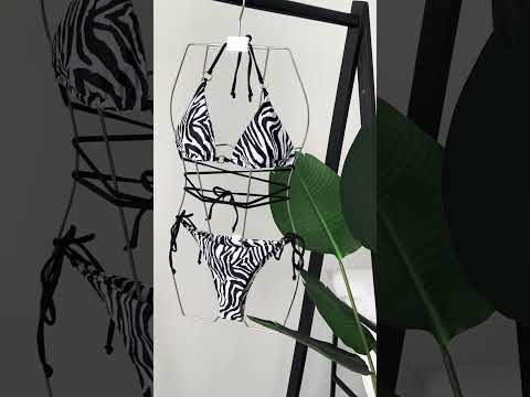Жіночий роздільний купальник бікіні з подовженими зав'язками SUNBURN ZEBRA, видео 3