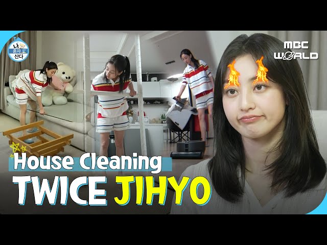 [ENG/JPN] JIHYO cleaning with products purchased through her algorithm #JIHYO #TWICE class=