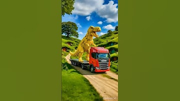 Scania truck carrying banana dinosaurs turns into unique robot
