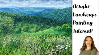 Wonderful West Virginia Acrylic Landscape Painting Tutorial in REAL TIME