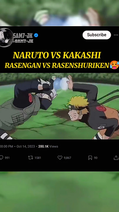 When naruto and kakashi fight with rasengan #naruto #kakashi