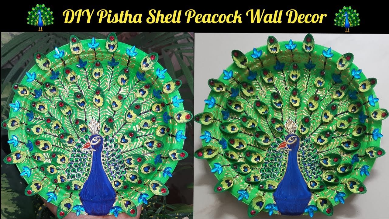 DIY Pista Shell Peacock Wall Decor Tutorial in Telugu Craft out of