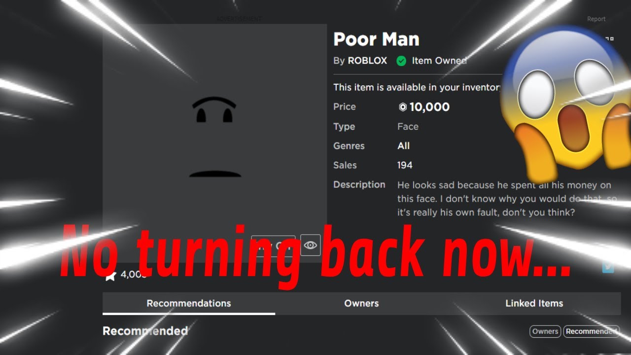 chris on X: the poor man face is one of the most expensive non-limited  faces on roblox LOL  / X