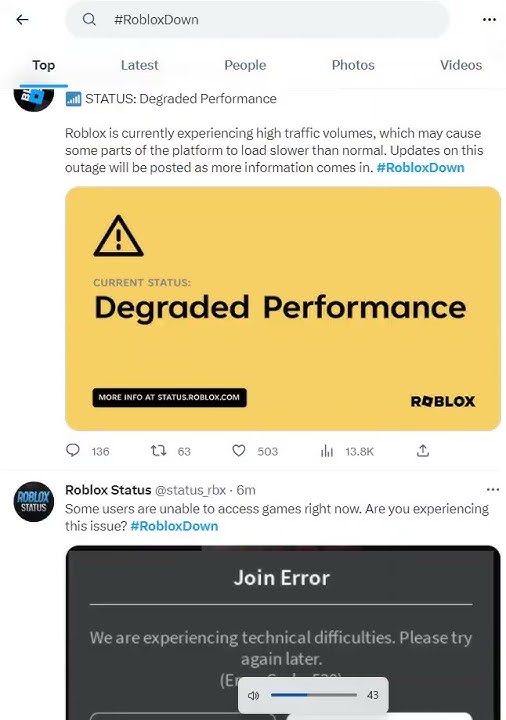 RTC on X: Roblox is back up. #RobloxDown  / X