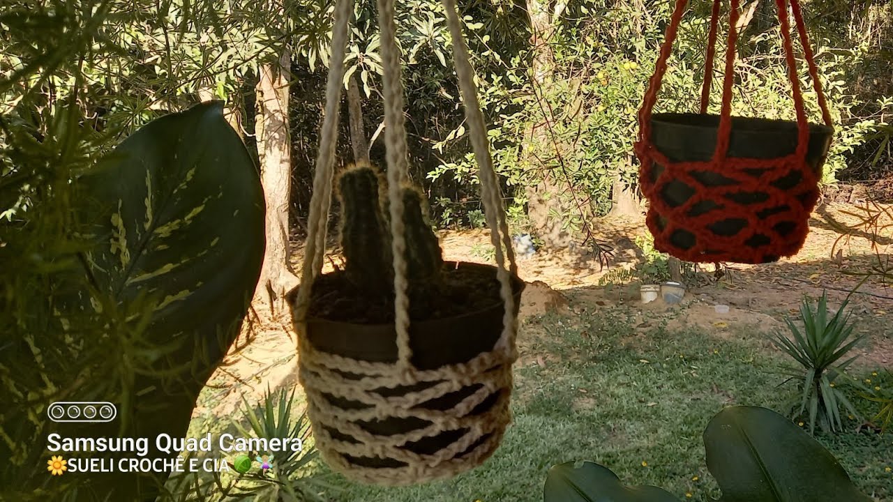 SUPORTE PARA PLANTA EM CROCHÊ.  para vaso pequeno