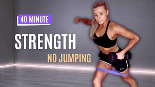 40 MIN Full Body Strength | No Jumping No Repeat | Dumbbells + Band Optional 🔥