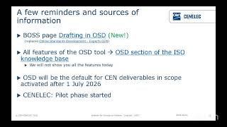 Webinar for Standard Drafters 'OSD Quality Check and Live Edit'