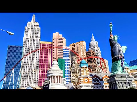 Daytime walk around the outside of New York-New York Hotel & Casino in Las Vegas