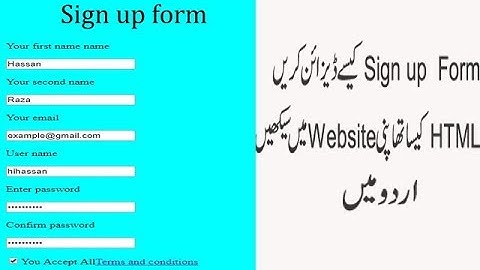 How to Create html Register page easily with HTML  urdu/hindi