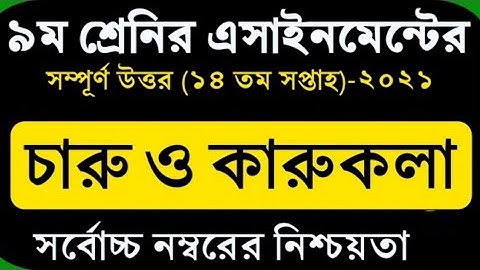 নবম শ্রেণির চারু ও কারুকলা এসাইনমেন্ট ১৪তম সপ্তাহ। Class 9 Art And Craft assignment 14th Week