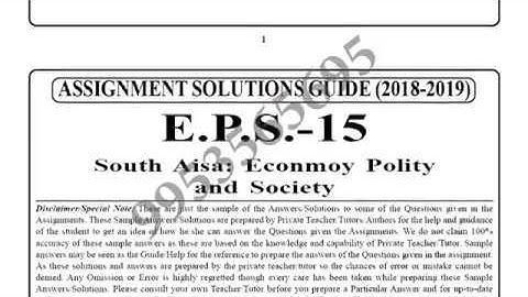 IGNOU EPS-15 solved assignment 2018-19