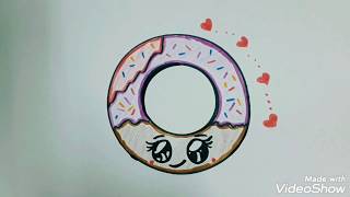 how to draw a cute  donut super easy  رسم الدونات سهل وجميل