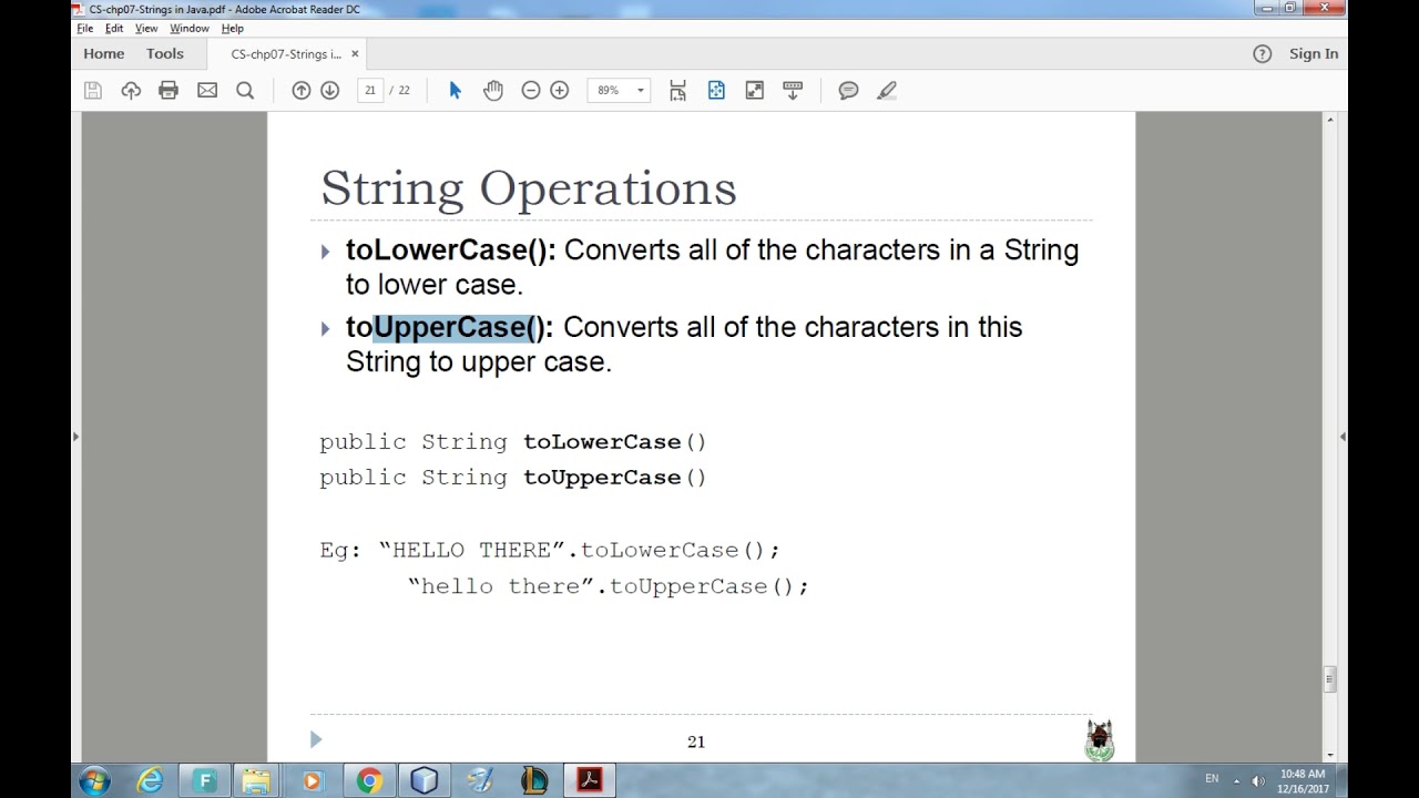 String operations upper and lower case YouTube