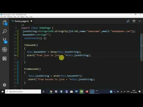 base64 to json and json to base64 in ionic 4 app.