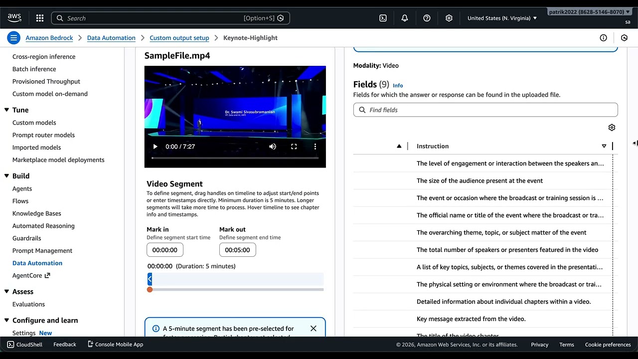 Используйте AWS Bedrock Data Automation (BDA) для извлечения информации из видео, изображений, ау...