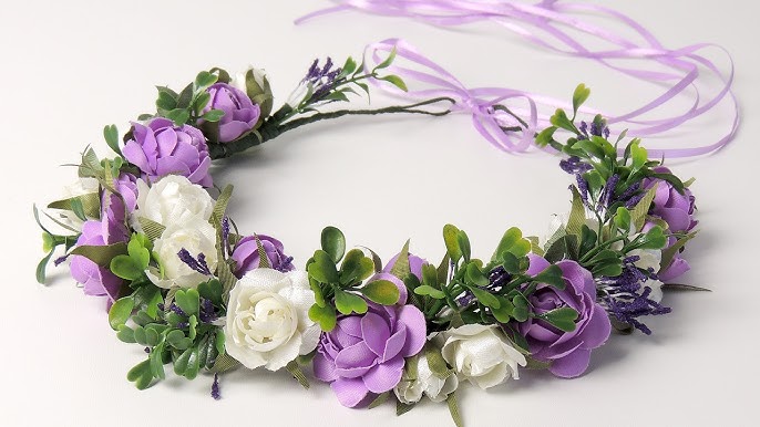 Purple Flower Crown, Diy Wedding Kit, Summer Wedding Crown, Floral Crown,  Diy Flower Crown Kit, Flower Kit, Flower Craft Kit, Hen Party Kit 