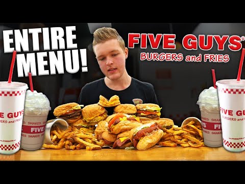 THE ENTIRE FIVE GUYS MENU CHALLENGE! ! 13,000+ CALORIES