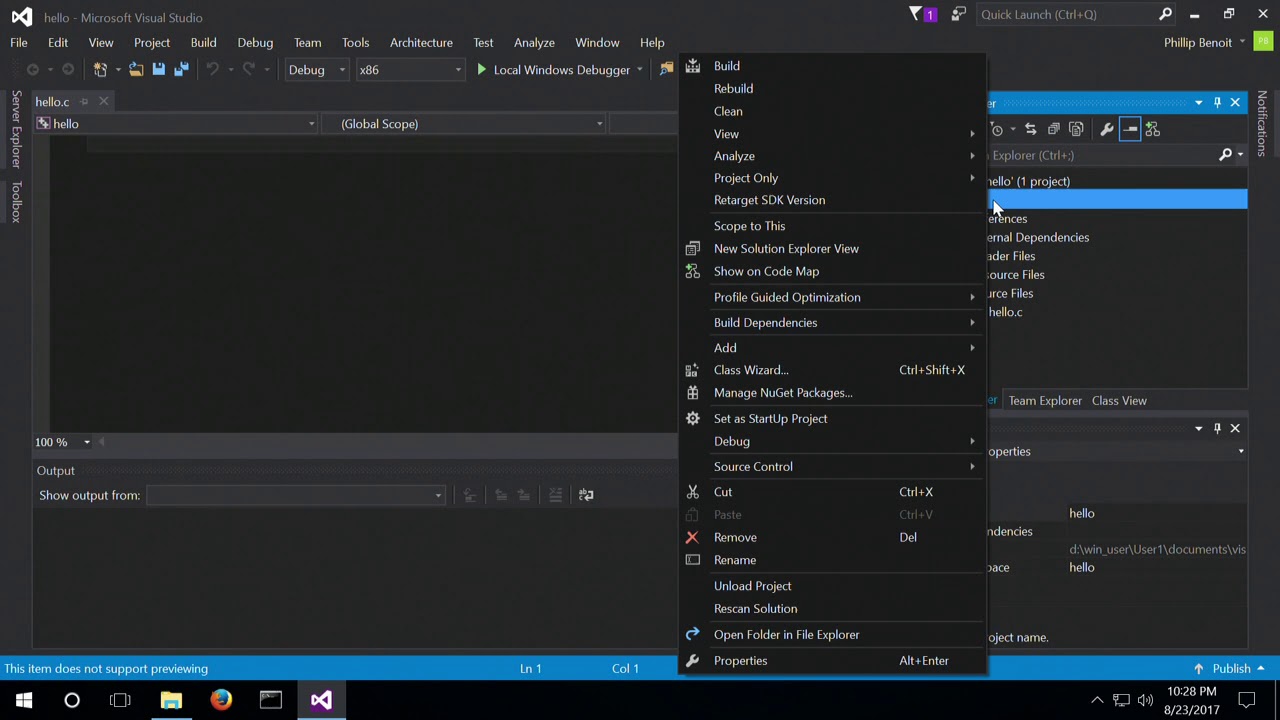 ANSI C - Visual Studio 2015 - YouTube