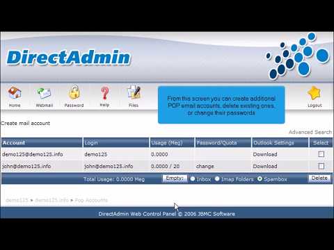 How to create a POP Email account in DirectAdmin