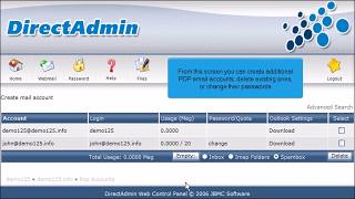 how to create a pop email account in directadmin