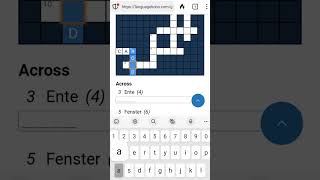 German - English Crossword Puzzles for Beginners - Learn 400 German words - 100% FREE TO PLAY