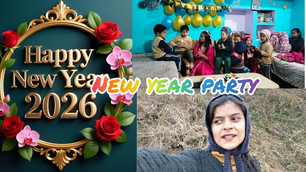 New year party aur birthday party Hui ik sath . milkar Kiya sabne celebration..