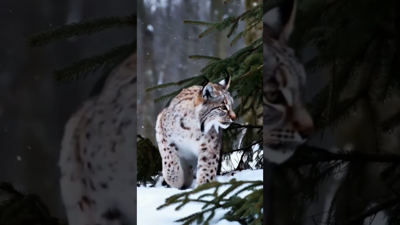 Silent Stalker: The Lynx Hunts in the Winter Forest