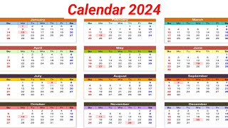 calendar 2024 with holidays | kalendar 2024 | hindu festival with holidays 2024 | new calendar 2024