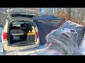 Car camping in 3 degrees with only an electric blanket  winter camping solo in a dodge campervan