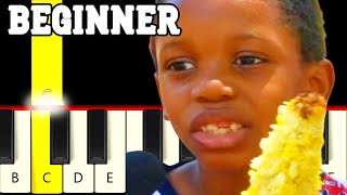 Video thumbnail of "It's Corn Kid Tiktok song - Easy and Slow Piano tutorial - Beginner"