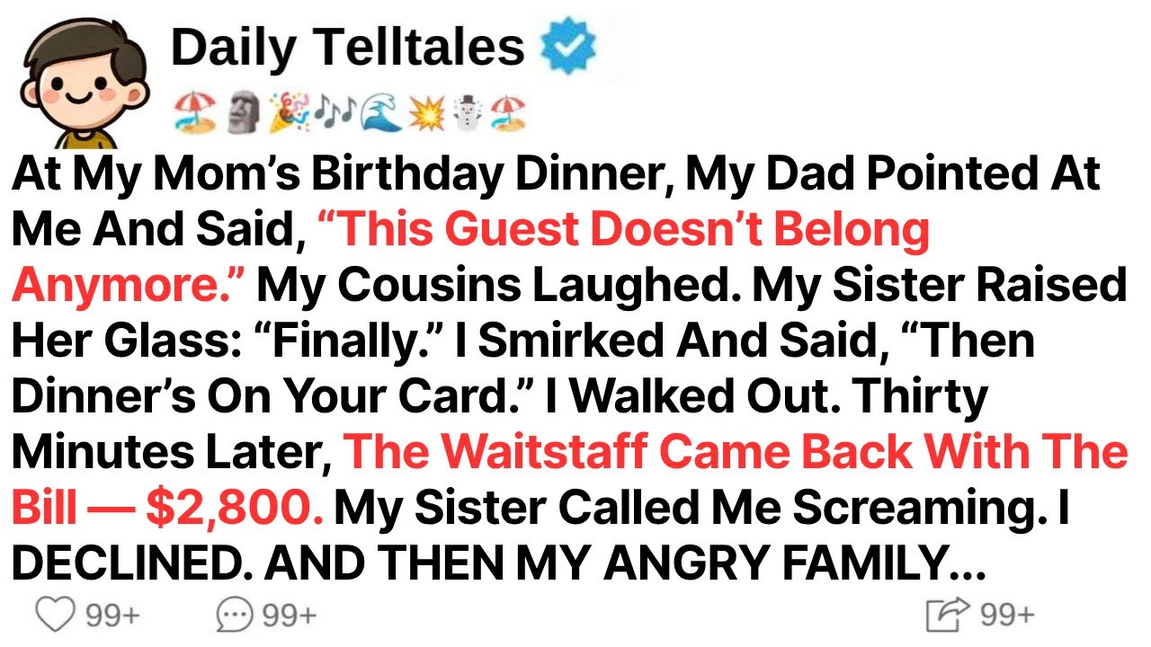 At My Mom’s Birthday Dinner, My Dad Pointed At Me And Said, “This Guest Doesn’t Belong Anymore.”