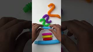 Satisfying crunchy sound of colorful POP tube #asmr #poptubesound #diy #creative