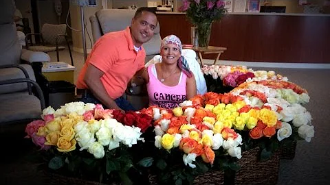 Husband surprises wife with 500 roses at last chemo