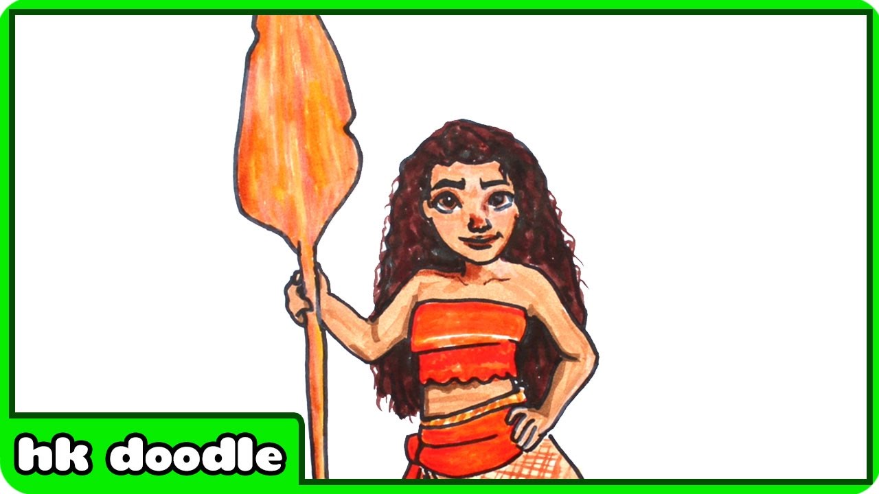 How To Draw Moana from Moana Movie | Easy Moana Drawing for Kids | Step by Step Drawing ...