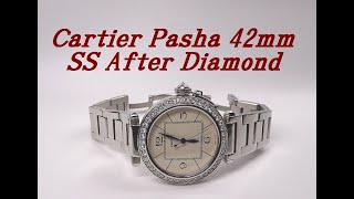 超超極上・カルティエ・パシャ 42ｍｍ　WJ1202M9仕上げ 　　　　　　　　　　　　　　　　　アフターダイアモンド・べゼル、リューズ