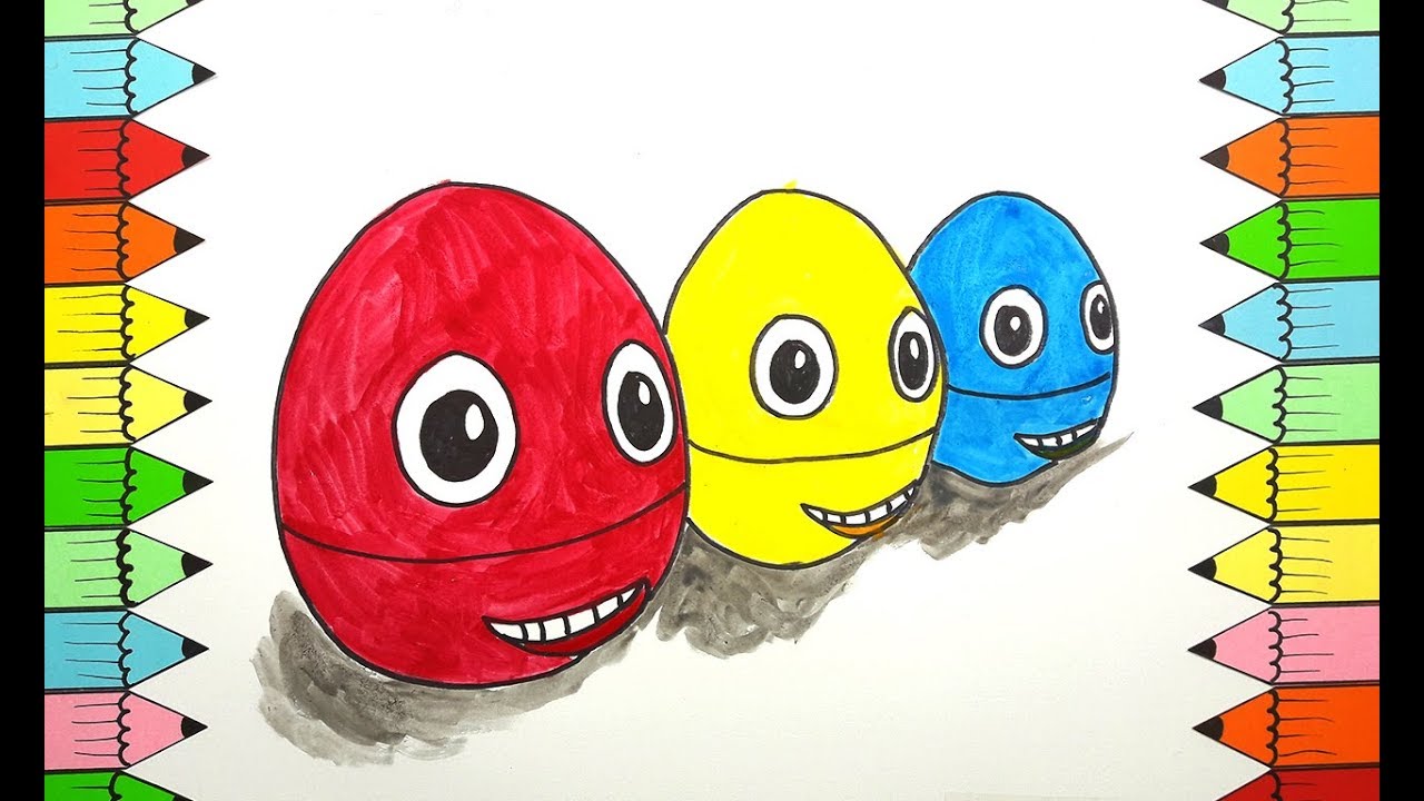 Drawing Videos For Kids | Learn Color With Egg Colors Red Yellow Blue | Egg  Coloring Book For Kids - Youtube